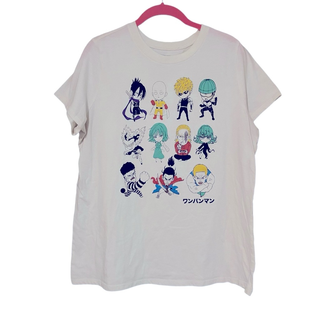 One Punch Man Chibi Lineup T Shirt Large White